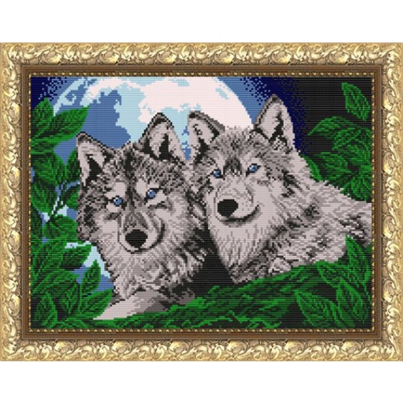 Рисунок на ткани "Волки лунной ночью"
