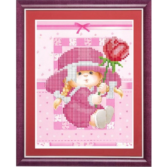 Рисунок на ткани "Малышка с тюльпаном"
