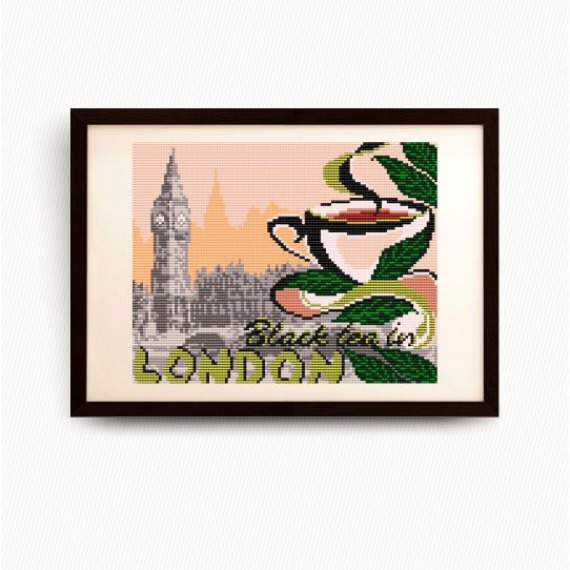 Рисунок на ткани "на черный чай в Лондон"