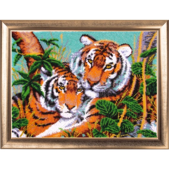Набор для вышивания бисером "Тигры в джунглях"