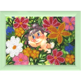 Рисунок на ткани "Ёжик в цветах"