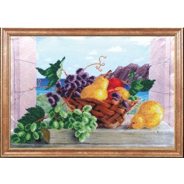 Рисунок на ткани "Груши с виноградом"