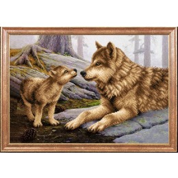 Рисунок на ткани "Волчица с волченком"