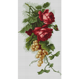 Набор для вышивания крестом "Красные розы с виноградом"