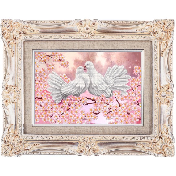 Рисунок на ткани "Любовь и голуби"