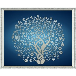Рисунок на ткани "Дерево изобилия и достатка в серебре"