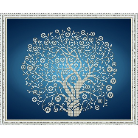 Рисунок на ткани "Дерево изобилия и достатка в серебре"