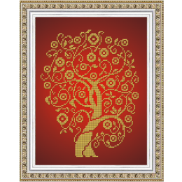 Рисунок на ткани "Дерево изобилия и достатка в золоте"