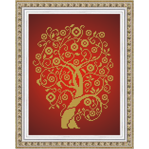 Рисунок на ткани "Дерево изобилия и достатка в золоте"
