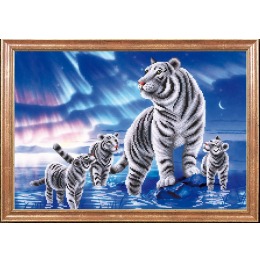 Рисунок на ткани "Белые тигры"