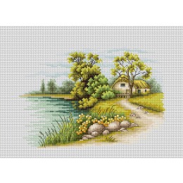 Набор для вышивания крестом "Пейзаж с озером"