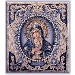 Набор для вышивания хрустальными бусинами "Богородица Умиление (бусины под жемчуг)"