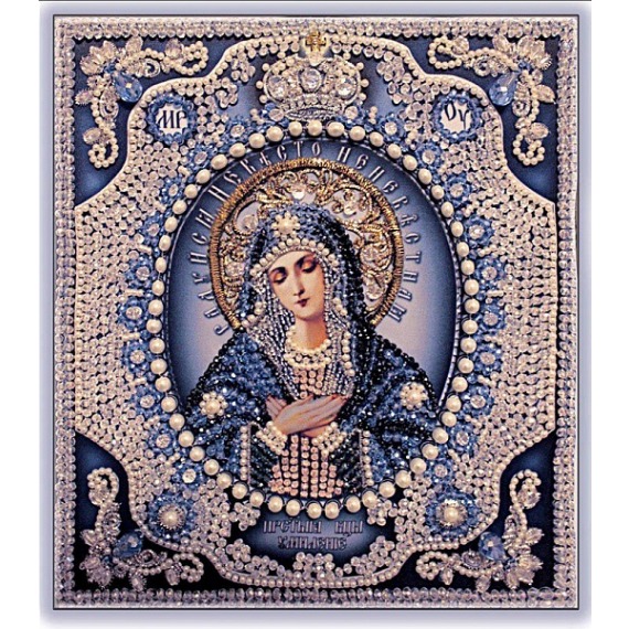 Набор для вышивания хрустальными бусинами "Богородица Умиление (бусины под жемчуг)"