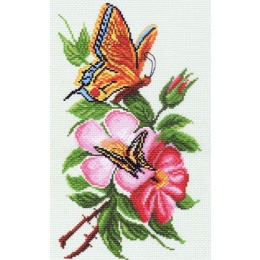 Рисунок на канве "Бабочка на цветке"