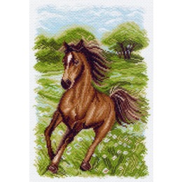 Рисунок на канве "Пейзаж с лошадью"