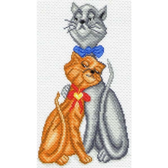 Рисунок на канве "Кот с кошкой"
