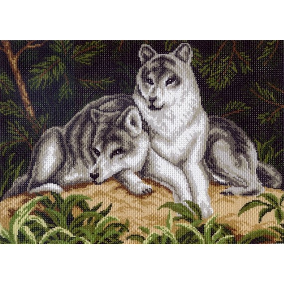 Рисунок на канве "Волчья пара"