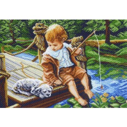 Рисунок на канве "С другом на рыбалке"