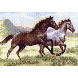 Рисунок на канве "Бегущие кони"