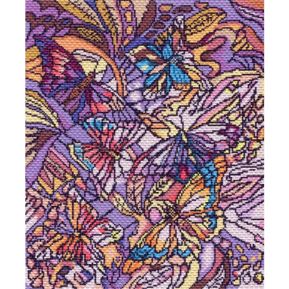Рисунок на канве "Витраж с бабочками"