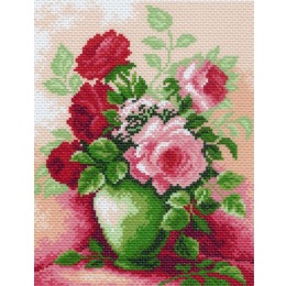 Рисунок на канве "Розы в вазе"