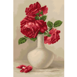 Набор для вышивания "Красные розы в вазе"