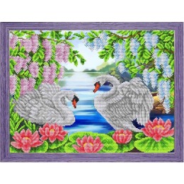 Рисунок на ткани "Лебединая пара"