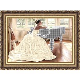 Рисунок на ткани для вышивания бисером "Девушка и рояль"