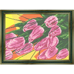 Рисунок на ткани для вышивания бисером "Тюльпаны в слюде"