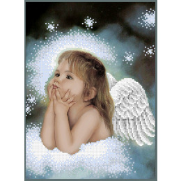 Рисунок на ткани для вышивания бисером "Ангел на облаке"