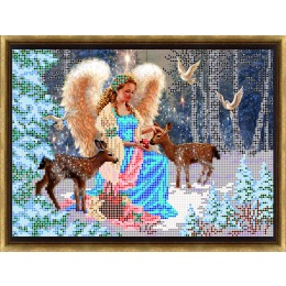 Рисунок на ткани для вышивания бисером "Ангел в лесу"