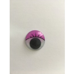 Глаза бегающие клеевые с ресницами 15 мм фиолетовые (10 шт)