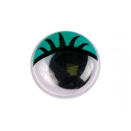 Глаза бегающие клеевые с ресницами 12 мм зеленые (20 шт)