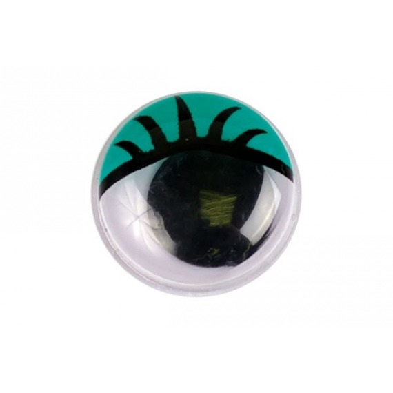 Глаза бегающие клеевые с ресницами 12 мм зеленые (20 шт)