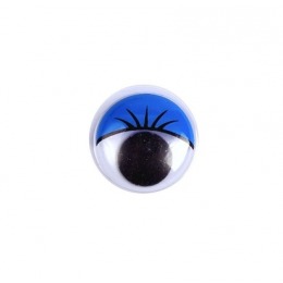Глаза бегающие клеевые с ресницами 12 мм голубые (10 шт)