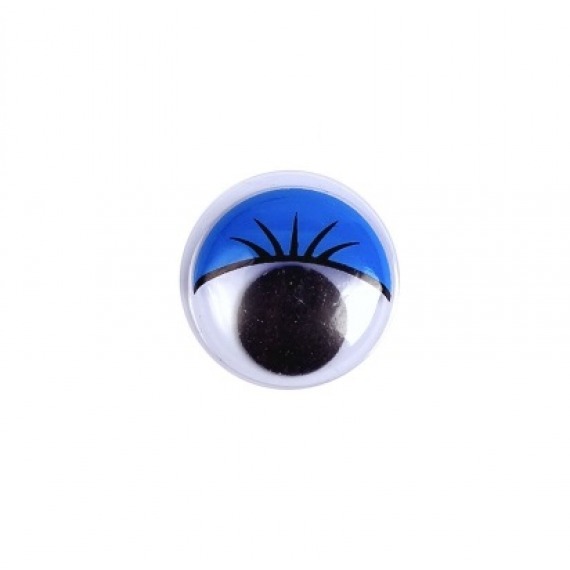 Глаза бегающие клеевые с ресницами 22 мм голубые (10 шт)