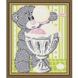 Картина стразами "Мишка с мороженым"