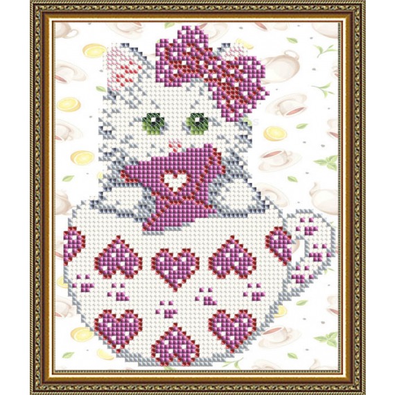 Рисунок на ткани "Котенок в сердечках"
