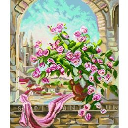 Рисунок на канве "Розовый куст"