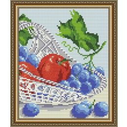 Картина стразами "В хрустале. Яблоки и виноград. Диптих 2"