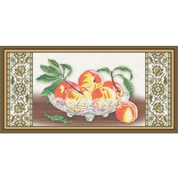 Рисунок на ткани "Хрусталь. Персики на бежевом"