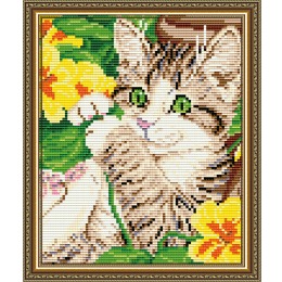 Картина стразами "Котенок в цветах"
