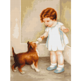 Набор для вышивания крестом "Девочка с собакой"