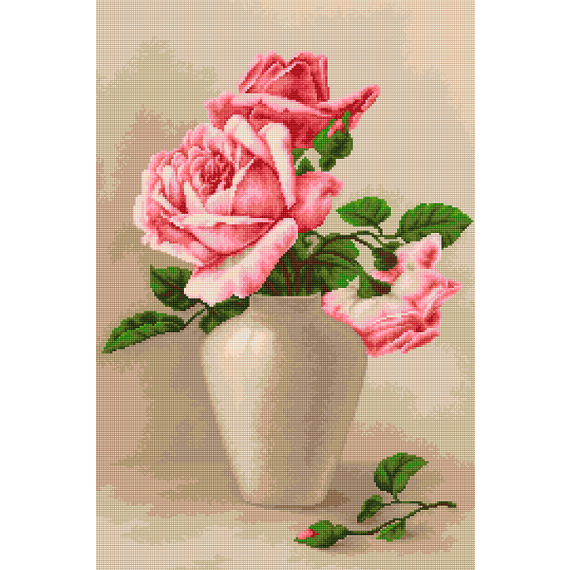 Набор для вышивания "Розовые розы в вазе"