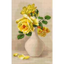 Набор для вышивания "Желтые розы в вазе"