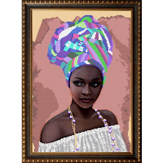 Рисунок на ткани для вышивания бисером "Африканка (1)"