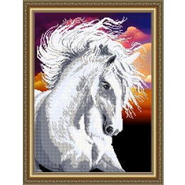 Рисунок на ткани "Белая лошадь"