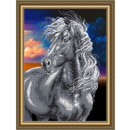 Рисунок на ткани "Черный конь"