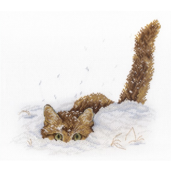 Набор для вышивания крестом "Кот в снегу"