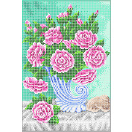 Рисунок на ткани для вышивания бисером "Розы в рожке"